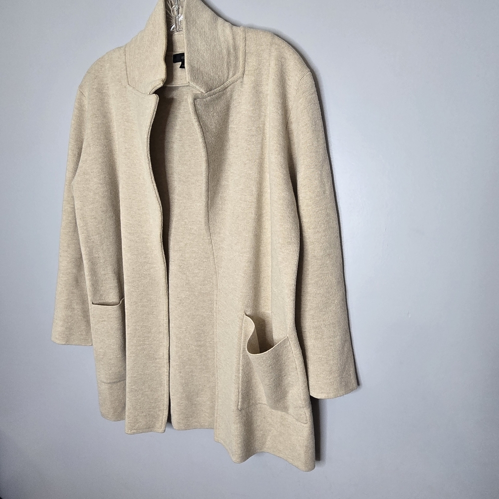 J.crew Sophia Sweater blazer open‎ front heather natural color wheat wool blend - Picture 5 of 11